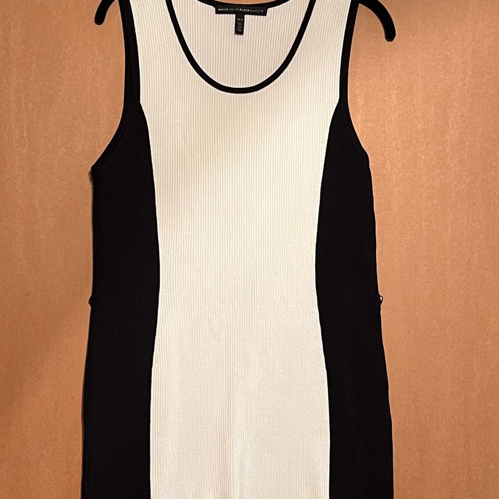 Black and white knit dress, sleeveless